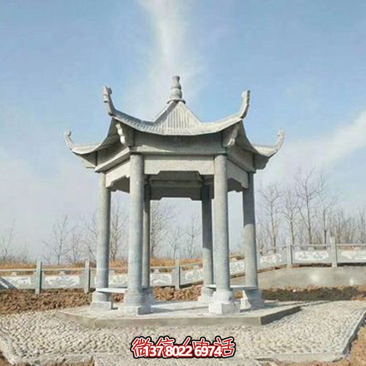 中式園林石亭恢復古樸，演繹雄偉