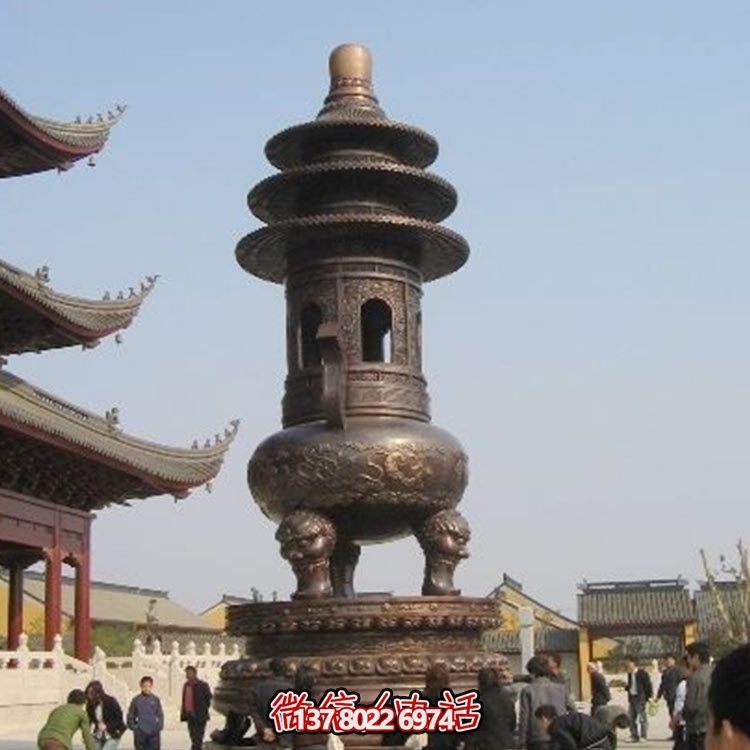 精美鑄銅大型寶蓋香爐，祈福燒香進寶