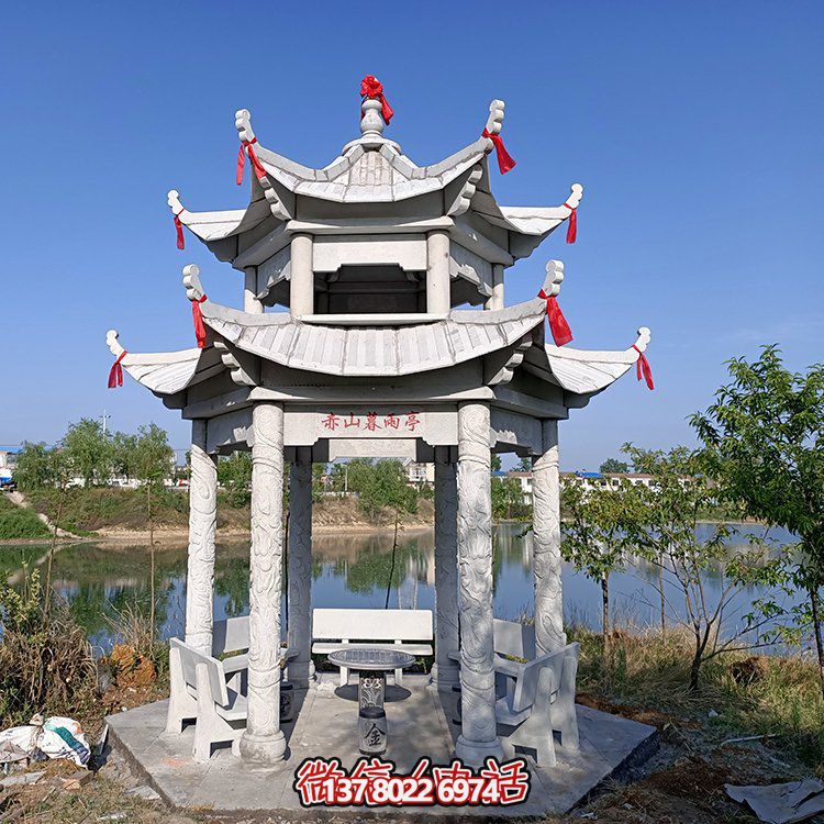 古典風(fēng)格仿古青石二層涼亭，提升園林戶外休息體驗(yàn)