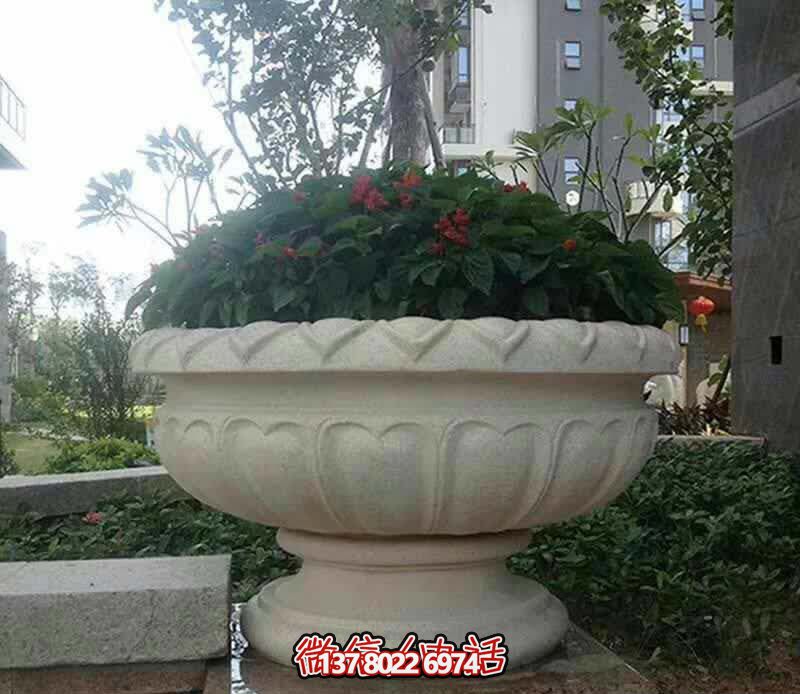 精美巨型大理石石雕花盆雕塑，讓你的別墅街道更加精彩