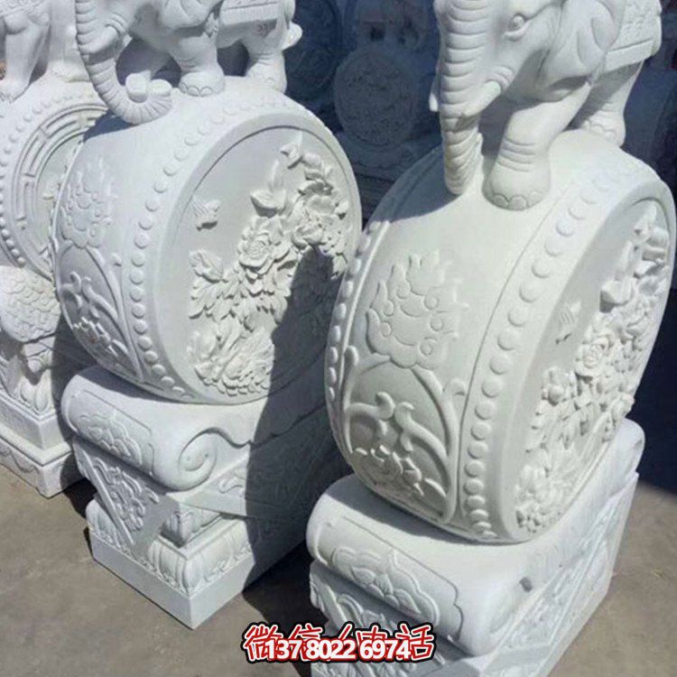 漢白玉小象石雕抱鼓，為您的別墅庭院增添優雅氣息