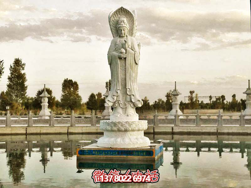 大型漢白玉石雕觀音雕塑，讓你的戶外景區更加完美