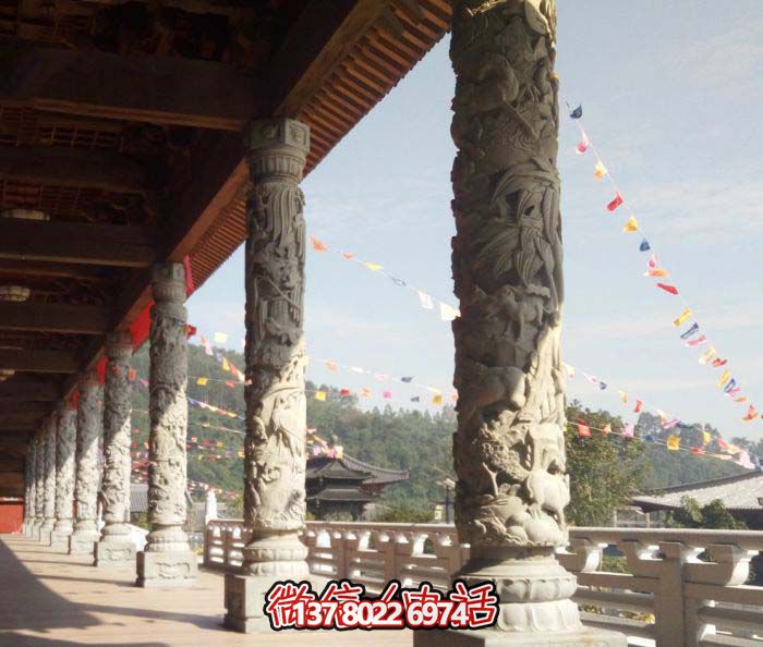 傳承古典藝術，精美石雕龍柱漢白玉浮雕