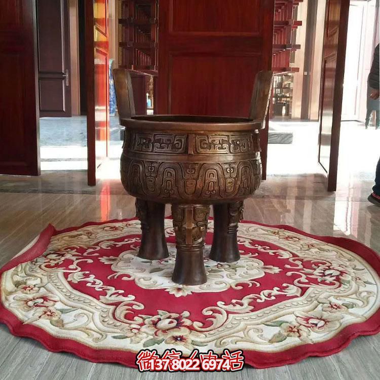 純銅鼎仿古香爐擺件，圓潤家居裝飾