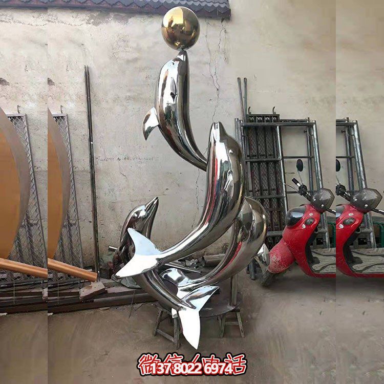 大型不銹鋼鏡面海豚景觀裝飾戶(hù)外廣場(chǎng)