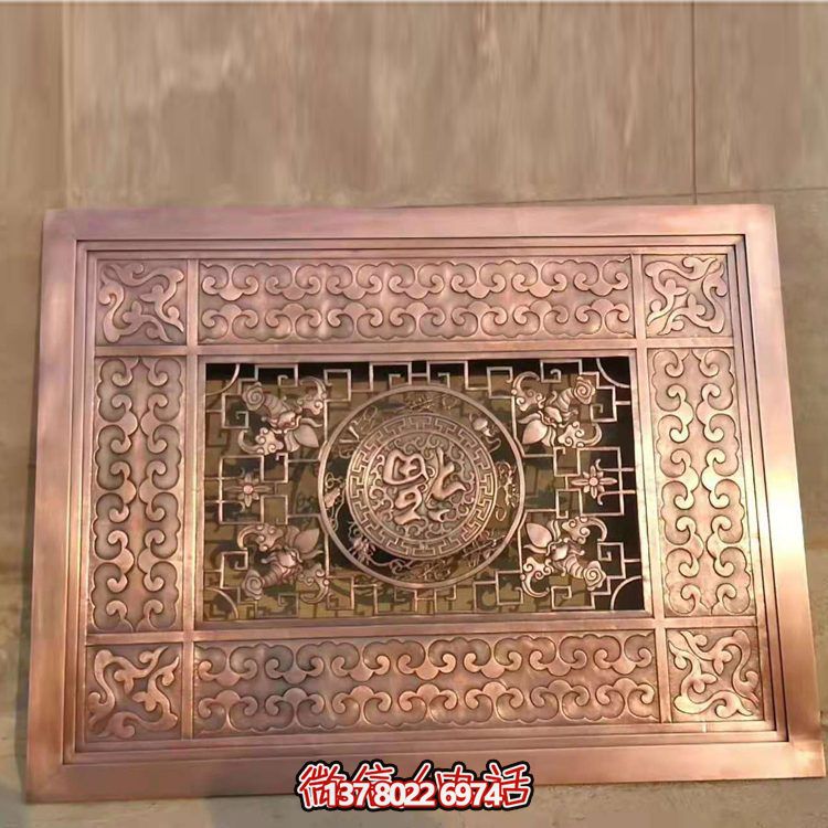 集酒店庭院裝飾黃銅鍛造、鏤空中式壁畫雕塑于一體的藝術裝飾
