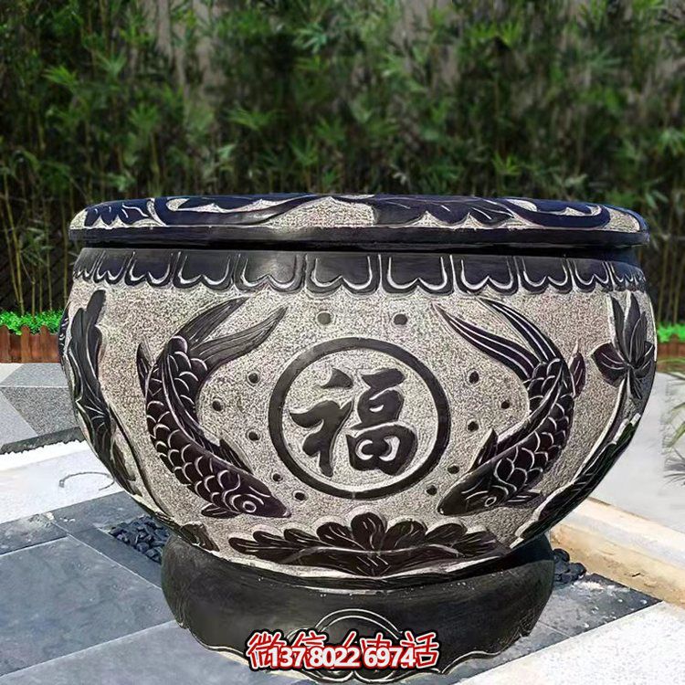 精美青石石雕缸，打造現代園林景觀