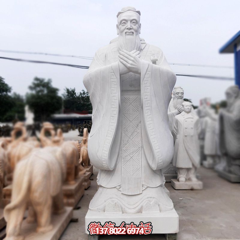 漢白玉孔子雕塑傳承中華文化，融入創意景區