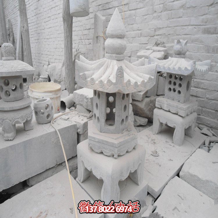 精美石燈鏤空大理石裝飾擺件，點(diǎn)亮你的漢白玉庭院