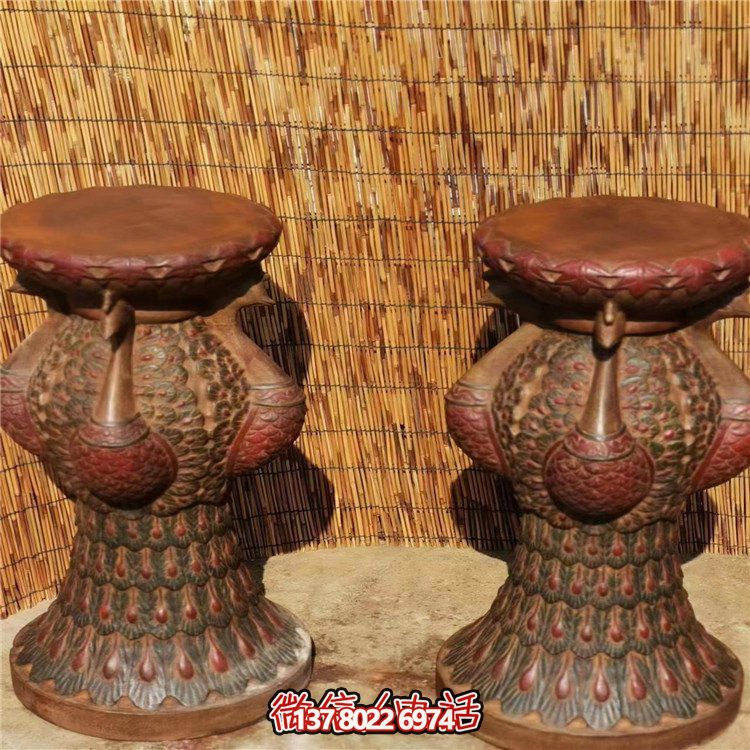 手工民俗精美青石孔雀花幾花架，打造寧靜優雅的庭院室內擺件