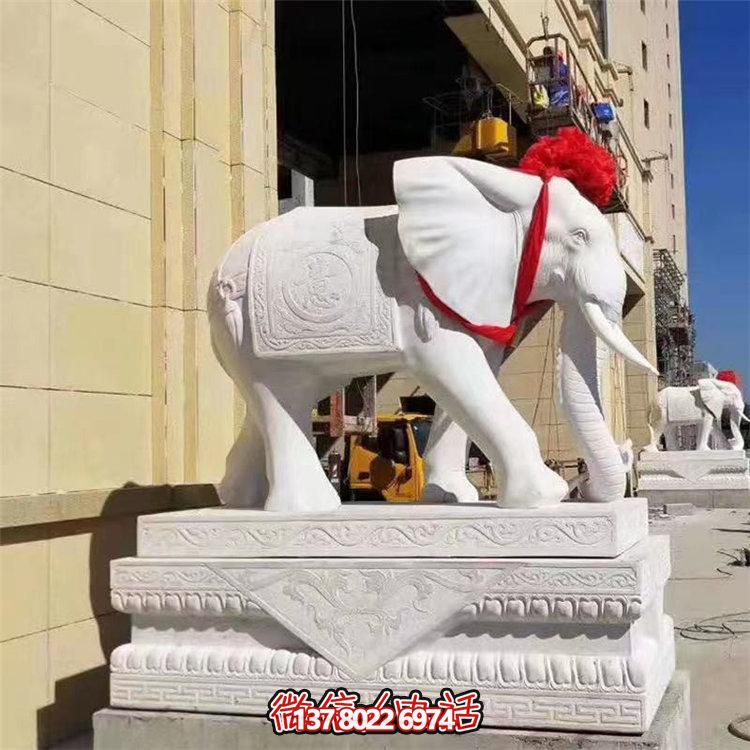 漢白玉石象雕塑，定制財神招風(fēng)水神