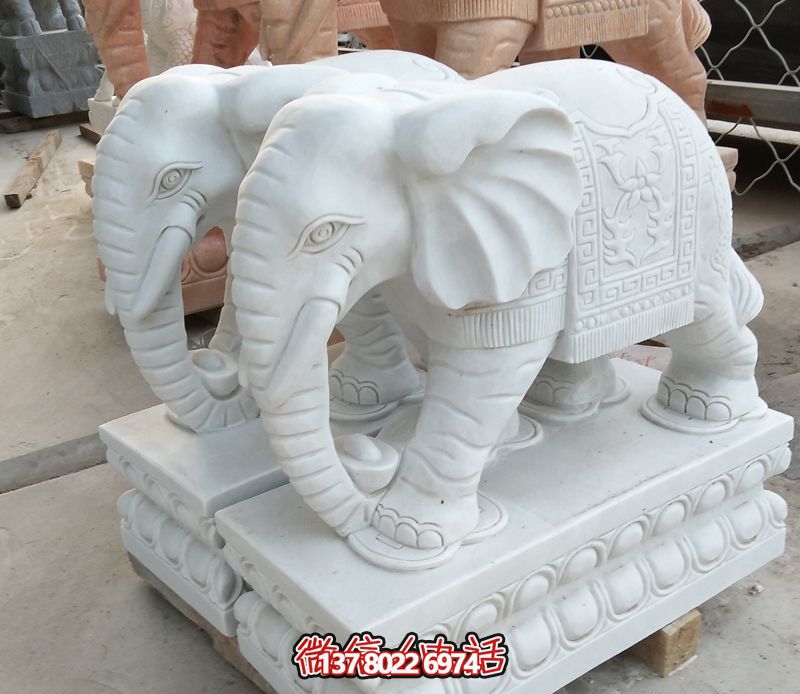 漢白玉雕塑，招財大象，令您鎮宅景區庭院更加迷人