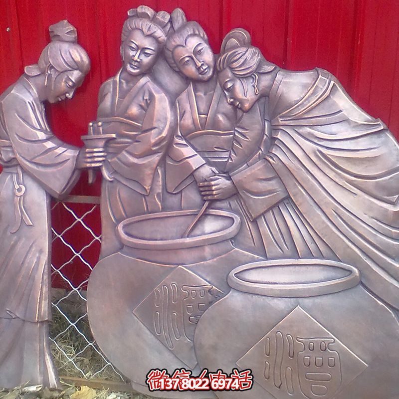 廣場園林裝飾古人美女喝酒鑄銅浮雕 廣場園林裝飾古人美女喝酒鑄銅浮雕