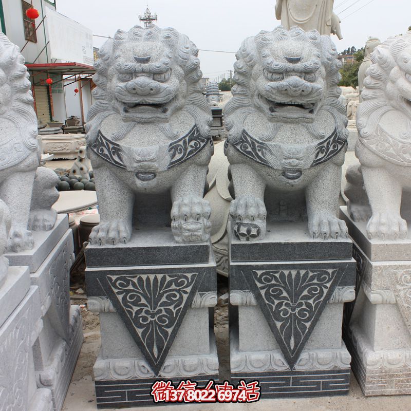 庭院青石一對(duì)石雕大型動(dòng)物獅子雕塑