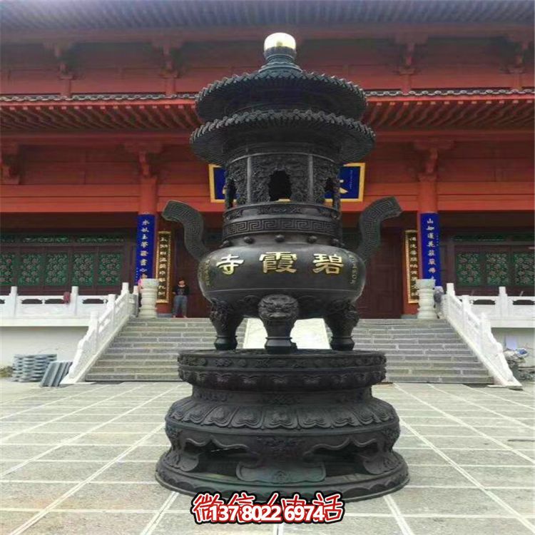 青銅古代創意寺廟香爐雕塑 青銅古代創意寺廟香爐雕塑