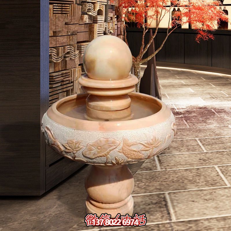 辦公室小型晚霞紅風水球流水景觀噴泉雕塑 辦公室小型晚霞紅風水球流水景觀噴泉雕塑