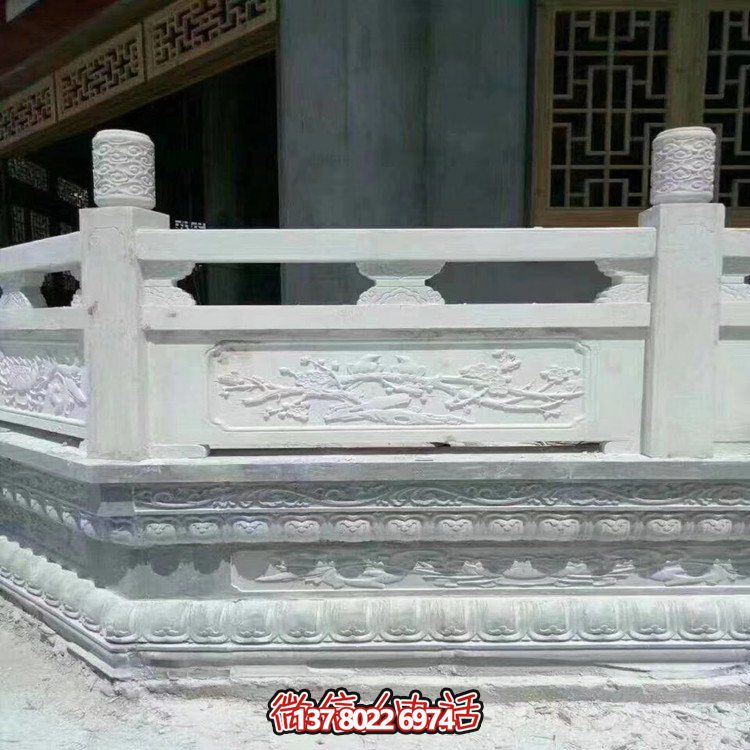 中式仿古石雕漢白玉欄板景點(diǎn)寺廟臺階防護(hù)圍欄