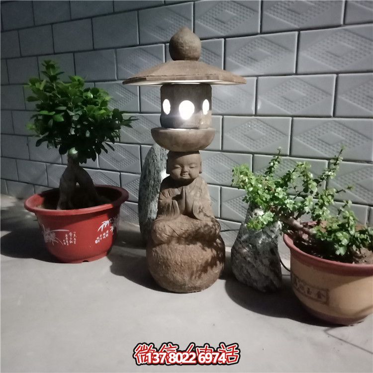 日式寺院仿古青石頭燈地燈戶外擺件太陽能石燈 日式寺院仿古青石頭燈地燈戶外擺件太陽能石燈