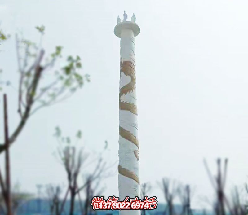 園林景觀大理石漆金龍柱 園林景觀大理石漆金龍柱